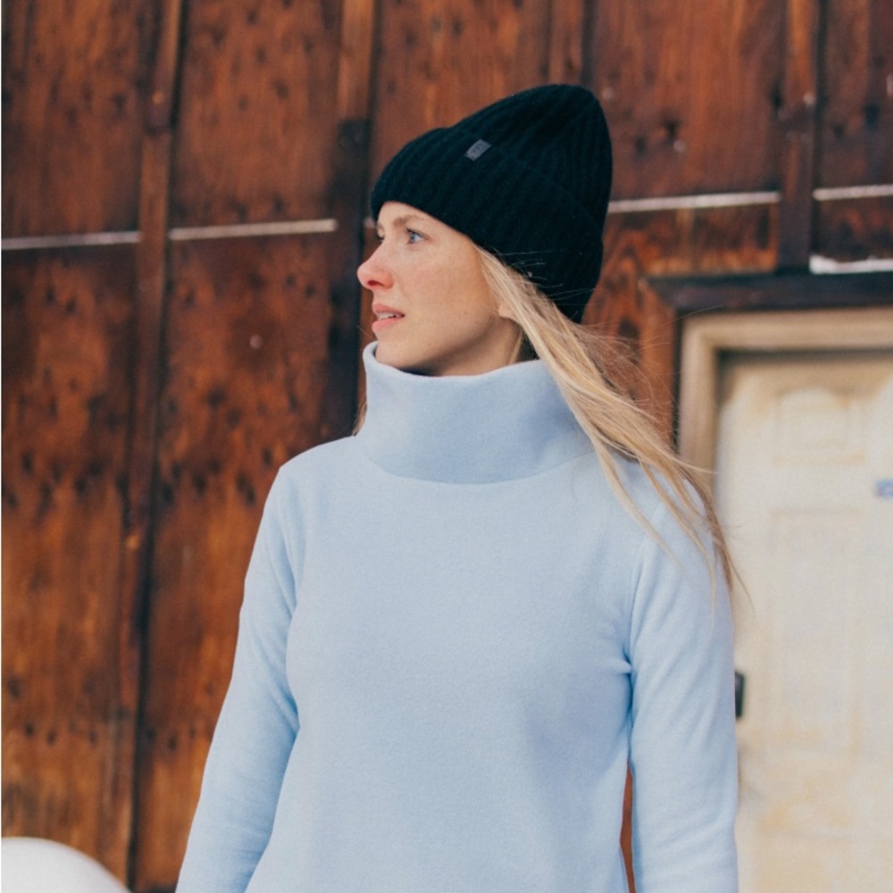 Dudley Stephens Park Slope Light Blue and Green Turtleneck, M